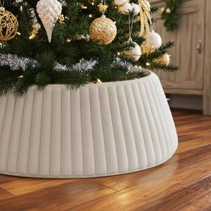 lot 5698 image: OurWarm White Christmas Tree Collar, Luxury Plush Faux Fur Tree Collar with Stripe Textured Pattern, Soft Fluffy Xmas Tree Ring Boho Tree Skirt for Holiday Decorations Indoor Home Decor