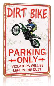 lot 5702 image: Smilelife Dirt Bike Accessories Boys Motorcross Gifts Funny Dirty Bike Parking Only Vintage Tin Sign for Man Cave Boys Room Garage Wall Decor 8x12 Inch (3065)