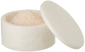 lot 5722 image: Queenza White Marble Salt Cellar with Lid - 3 Inch Salt and Pepper Bowls, Ramekins, Kosher Salt Holder