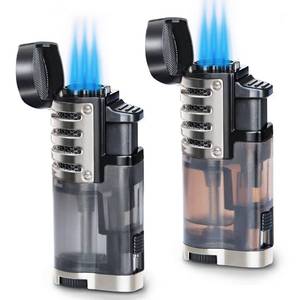 lot 5729 image: Zoocura Torch Lighter 1 Pack Triple Jet Flame Butane Torch Lighters Refillable Butane Gas Lighters Windproof Adjustable 3 Flame Lighter for Christmas (Without Gas) LID STUCK OPEN