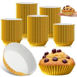 lot 5735 image: Baderke Jumbo Cupcake Liners for Baking 3.5 Large Foil Disposable Muffin Cups Chocolate Covered Strawberries Supplies Gift Wrapping for Galentine Holiday Party(Gold)