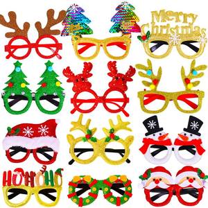 lot 5759 image: Max Fun 12Pcs Christmas Glasses Glitter Holiday Party Glasses Frames Christmas Decoration Accessories Costume Eyeglasses for Christmas Parties Holiday Favors (One Size Fits All)