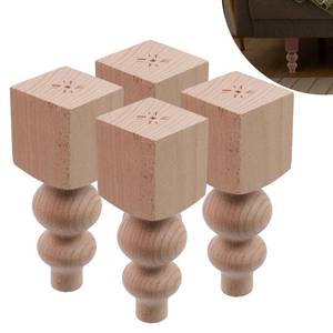 lot 5767 image: Chinflly 4 Pcs Wooden Furniture Legs 5.9 Inch Height Unfinished Wood Furniture Legs European Style Solid Wood Furniture Replacement Feet for Sofa Cabinet Wardrobe Table Couch Ottoman