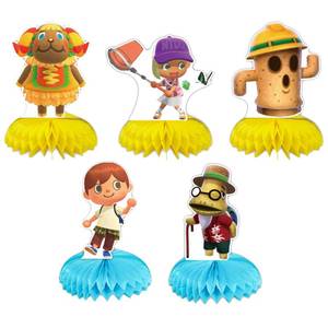 lot 5769 image: 5Pcs Animal-Crossing Party supplies set Animal-Crossing Honeycomb Centerpieces Double Sided Table Topper for birthday party decoration Kids Baby Shower