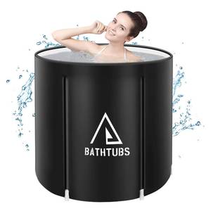 lot 5771 image: STARBRILLIANT Portable Foldable Bathtub, Collapsible Adult Travel Bath Tub for Camping, Home & Spa, Space-Saving Storage, Durable PVC Material (Black, 27inch)