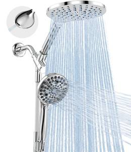 lot 5772 image: MakeFit Dual Handheld Shower Head Combo, 2-in-1 Rain Shower Heads System 8 Inch Rainfall Shower Head and 10 Modes High Pressure Hand Held Showerhead with Built-in Power Wash