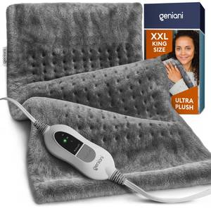 lot 5776 image: GENIANI Electric Throw - XXL 18x26 Heating Pad for Back Pain & Cramps Relief, Auto Shut Off, Machine Washable, Heat Pad, for Women, Men, Heat Patches (Tabby Gray)