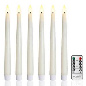 lot 5777 image: FREEPOWER Flameless Taper Candles with Remote Timer, 9.84 Real Wax LED Candlesticks Battery Operated 3D Flickering Realistic,6PCS Tall Candle for Wedding,Party,Christmas,Home Decor (White)