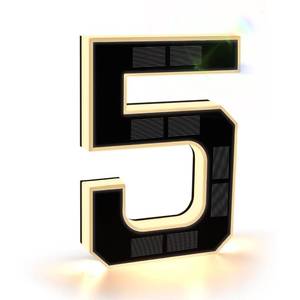 lot 5781 image: ISUNMEA 9 Inch Solar Lighted House Numbers for Outside, Light Up Waterproof LED Address Numbers Signs for Houses, Large Personalized Illuminated Exterior Modern House Numbers Light (5-Black, 9IN)