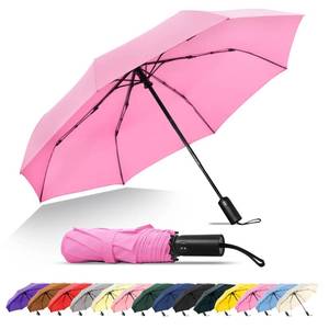 lot 5782 image: SoulRain Umbrellas for Rain, Durable & Compact Umbrella, Backpack, Purse, Portable Umbrella for Travel - Auto Open Close Strong Fiberglass(Pink)