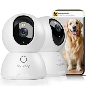 lot 5784 image: BoyKeep 2K Cameras for Home Security, 2-Pack Indoor Camera with Night Vision, Pet Camera Indoor with Phone App, Motion Detection, 2-Way Audio, CloudSD Card Storage, Compatible with Alexa