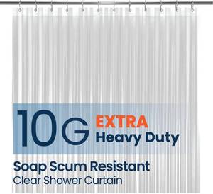 lot 5787 image: LiBa Bathroom Shower Curtain - Waterproof Plastic Shower Curtain Premium PEVA Non-Toxic with Rust Proof Grommets 10G Heavy Duty Bathroom Accessories 72x72