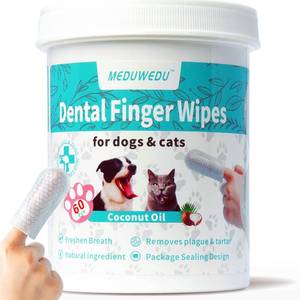 lot 5817 image: MEDUWEDU Dental Care Finger Wipes 60 Counts,Teeth Cleaning Finger Wipes for Dogs & Cats,Reduces Plaque & Supports Oral Freshness, Coconut Scent