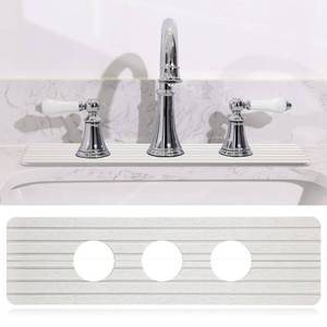 lot 5825 image: Teenyyou 3 Hole White Faucet Mat for Kitchen Sink 16.1 x 5 Kitchen Faucet Absorbent Mat Diatomite Splash Guard for Sink Quick Drying Stone Drip Catcher for Bathroom Counter