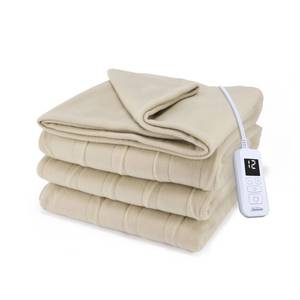 lot 5831 image: Sunbeam Royal Ultra Fleece Heated Electric Blanket Full Size, 84 x 72, 12 Heat Settings, 12-Hour Selectable Auto Shut-Off, Fast Heating, Machine Washable, Warm and Cozy, Pebble