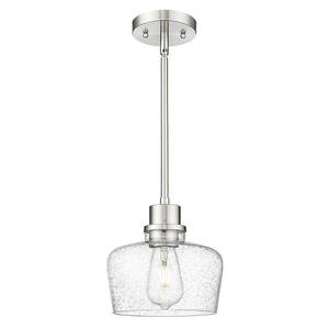 lot 5834 image: Emak 8 Inch Pendant Lights Kitchen Island, Modern Brushed Nickel Pendant Light Fixtures with Seeded Glass Shade, 1 Light Hanging Light for Kitchen Island, Dining Room, Bathroom, Bedroom, PL122-BN