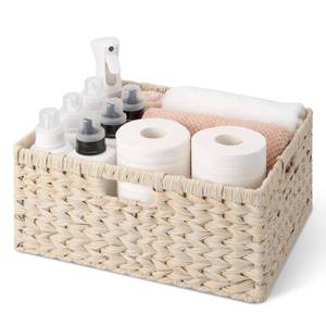 lot 5838 image: GRANNY SAYS Basket for Organizing, Wicker Storage Baskets for Shelves, Woven Baskets for Storage, Waterproof Shelf Baskets for Living Room, Rectangular Woven Basket with Handles, 1-Pack