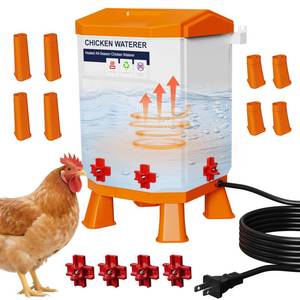 lot 5843 image: Nexum Heated Chicken Waterer - 3 Gallon Winter-Proof Poultry Drinker with Nipples and Stand, Auto Thermostat for Chickens, Ducks & Quail - Freeze-Resistant, Easy Fill (Orange, 3 Gallon)