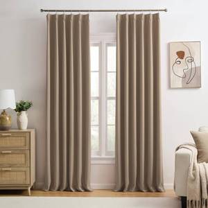 lot 5844 image: KEQIAOSUOCAI Pinch Pleated Blackout Curtains 84 Inch Long 2 Panels for Bedroom Living Room Thermal Insulated Black Out Window Curtain Pinched Pleat Drape with Hooks (W40 x L84 Inch, Cappuccino)