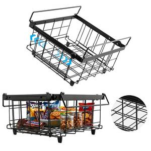 lot 5873 image: Tanice 2 Pack Freezer Organizer Bins, Expandable Stackable Chest Freezer Organizer with Foldable Handle, Thickened Metal Freezer Baskets for Deep Freezer, Kitchen Pantry - Black