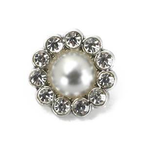 lot 5900 image: Craftisum Silver Decorative Rhinestone Faux Pearl Sewing Shank Buttons 20 Pcs - 12.5mm, 12