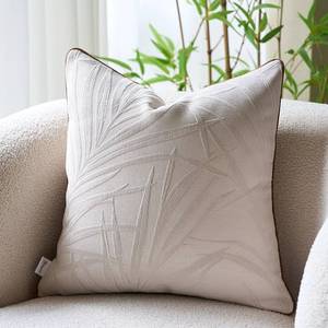 lot 5902 image: Yangest Neutral Chenille Pillow Cover 18 x18 Inches, Jacquard Leaves Square Throw Pillow Cover Soft Decorative Nature Accent Couch Pillow Cover for Living Room Bedroom, Beige