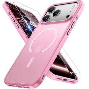 lot 5907 image: Miracase Magnetic for 17 Pro Case 6.3 with Screen Protector, Compatible with MagSafe Military-Grade Protection, Anti-Fingerprint, Slim Thin Phone Case for 17 Pro Cover, Mes Pink