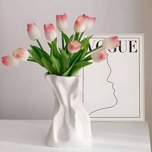 lot 5921 image: Paper Bag Vase for Flower, Unique Crinkle Design White Ceramic Vase, Flower Vase for Aesthetic Home Decor, Wedding Dinner Table Party Christmas Decorative