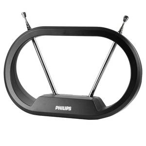 lot 5925 image: Philips Indoor TV Antenna Rabbit Ears for Local Channels, 15 Inch Extendable Dipoles, 4K 1080P VHF UHF, Tabletop Antenna, Digital HDTV Antenna, Smart TV, 4ft Coaxial Cable, Black, SDV7114A27
