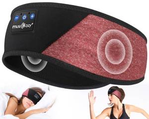 lot 5928 image: MUSICOZY Sleep Headphones Bluetooth 5.4 Headband, Wireless Earphones Music Sleep Earbuds Sleeping Eye Mask with HD Stereo Speakers for Workout Running Travel Yoga, Ideal Gifts (Red & Black)