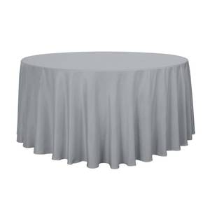 lot 5938 image: sancua Round Tablecloth - 108 Inch - Water Resistant Spill Proof Washable Polyester Table Cloth Decorative Fabric Table Cover for Dining Tables, Buffet Parties and Camping, Silver Grey