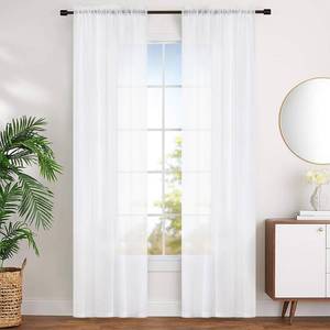 lot 5939 image: MYSTIC-HOME Sheer Curtains White 95 Inches Long, Window Treatments Rod Pocket Drapes for Living Room, Bedroom, Semi Crinkle Voile Curtain Panels for Yard, Patio, Villa, Parlor, Set of 2, 52Wx95L