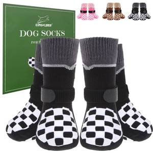 lot 5974 image: EXPAWLORER Dog Socks to Prevent Licking Paws with Grippers for Hardwood Floors Anti Slip, Reflective Dog Cold Winter Shoes Booties Boots & Paw Protectors with for Small Medium Large Senior Dogs L
