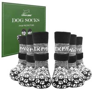 lot 5975 image: EXPAWLORER 6Pcs Anti-Slip Dog Socks to Prevent Licking Paws,Winter Snow Dog Boots & Paw Protectors, Dog Booties Traction Control on Hardwood Floor,Dog Shoes for Puppy Small Medium Large Senior Dogs