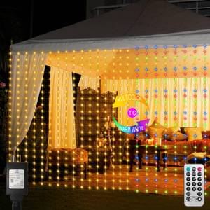 lot 5979 image: echosari 600 LED Curtain Lights Plug in, 20Ft x 10Ft Connectable Dual Color Changing Fairy Lights Curtain Outdoor Waterproof for Bedroom Backdrop Wedding (Warm White & Multicolor)