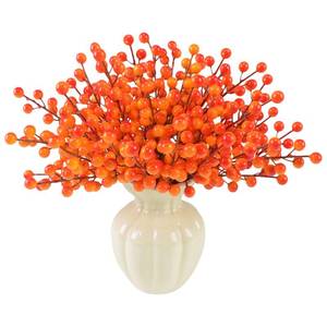 lot 5986 image: Artificial Fall Berry Stems Branches, 8.6 Inch Faux Orange Holly Fall Berry Picks and Sprays, Falls Floral Picks Ornaments for Autumn Thanksgiving Wreath Table Vase Centerpiece DIY Decorations