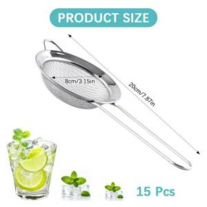 lot 6005 image: 10 Pcs Stainless Steel Small Strainer, Small Fine Mesh Tea Strainer, Mini Stainless Steel Sieve with Handle, Kitchen Metal Sifter Strainers for Tea, Juicing, Coffee, Cocktail, Powdered Sugar, Matcha