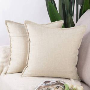 lot 6008 image: MADIZZ Set of 2 Linen Throw Pillow Covers 20x20 Inch Light Beige Soft Decorative Cushion Cover for Sofa Bedroom Pillow Shell