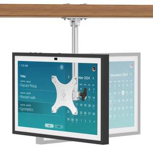 lot 6012 image: Almoz Under Cabinet Mount for Echo Show 15, Height Adjustable Stand, Wide Range of Motion, Keeps Counters Clear, Tilt and Swivel Mount for All Show 15 Generations, Also Fits Show 21 (Height-Silver)