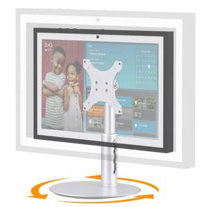 lot 6016 image: Laivli Rotating Stand for Echo Show 15 (Gen 1, Gen 2) and Show 21, Silver Aluminum Mount with Rotating Base, 4-Level Height Adjustable and Tiltable Holder, Easy Installation for Show 2115 (Rotatable)