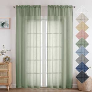 lot 6029 image: Aiyufeng Kirei Sage Green Linen Sheer Curtains 84 Inch Length 2Panels Set, Flax Textured Semi Sheer Vertical Drapes Privacy with Light Filter for Home OfficeFarm House, W40 x L84, Sage Green, 1 Pair