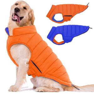 lot 6030 image: Lelepet Reversible Dog Coat Waterproof Dog Jacket Windproof Puffer Vest for Winter Warm Lightweight Coats for Large Dogs Adjustbale Hook & Loop Pet Apparel with Leash Hole, Boxer, Weimaraner, 2XL
