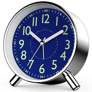 lot 6031 image: Anmileely Retro Analog Alarm Clock with Night Light, Battery Operated, Easy to Set - Ascending Alarm, Snooze, Simple Round Metal Design for Bedroom, Desk, Bedside, Travel, Kids, Adults, Heavy Sleepers
