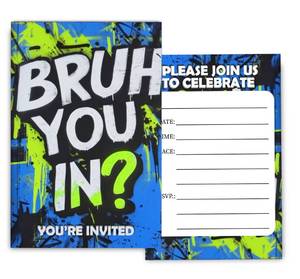 lot 6034 image: Fablus Brother You in Birthday Invitations for Boys, Bro Invitaions for Boys Party Invites, 4x6 Inches, 30 Sets with Envelopes