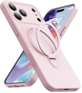 lot 6038 image: Mephoro Magnetic Stand for iPhone 17 Pro Case, Liquid Silicone, Compatible with MagSafeBuilt-in Kickstand&Ring Holder Anti-Scratch Soft Microfiber Lining, Light Pink