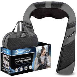 lot 6046 image: RESTECK Massagers for Neck and Back with Heat - Deep Tissue 3D Kneading Pillow, Electric Shiatsu Shoulder Massage, Foot, Legs,Body - Relieve Muscle Pain - Office, Home