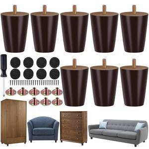 lot 6067 image: TURSTIN 8 Pieces Furniture Legs 3 Inches Round Solid Wood Furniture Feet with M8 T-Nuts Couch Legs Sofa Leg Replacement Leg for Armchair, Cabinet, Chair, Dresser or Home DIY Projects, Brown