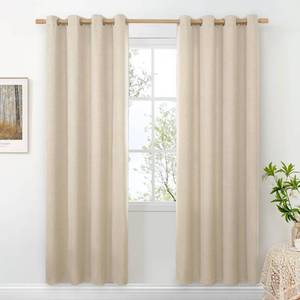 lot 6068 image: BGment Oatmeal Linen Curtains 80 Inch Length 2 Panels Set for Living Room, Thick Sand Semi Sheer Window Treatments Textured Light Filtering for Bedroom Dining, Each 52 Inch Wide