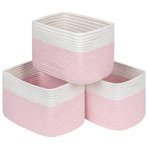 lot 6071 image: Kriitools Pink Girls Baby Nursery Rope Toys Baskets , Decorative Woven Storage Baskets for Gift, Cubes Storage Organizer Baskets Bins, Closet Shelf Storage Baskets for Organizing
