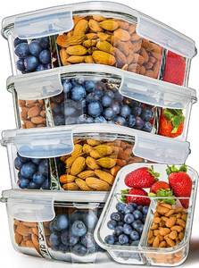 lot 6073 image: PrepNaturals 5 Pack 34 Oz Glass Meal Prep Containers - Dishwasher Microwave Freezer Oven Safe - Glass Storage Containers with Lids (Multi-Compartment)